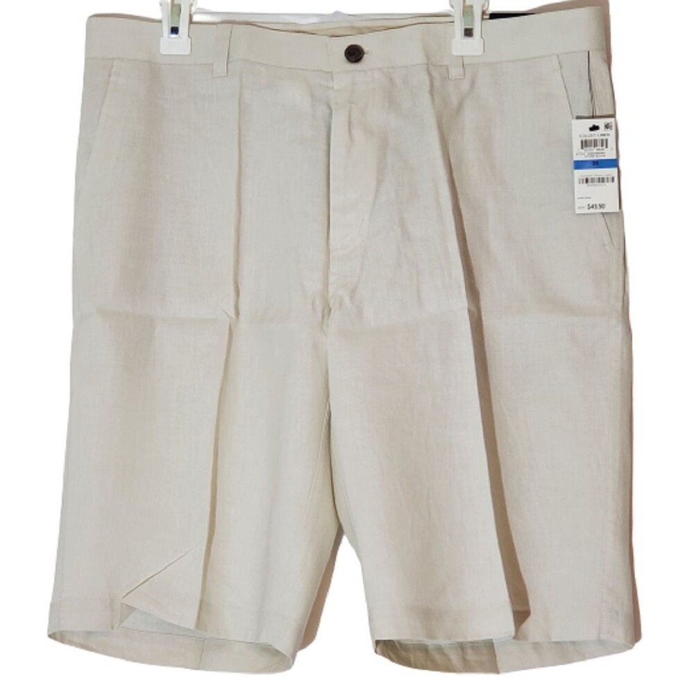INC International Concepts Men Short Pants Size 36 White Light Beige Linen Blend - Picture 2 of 2
